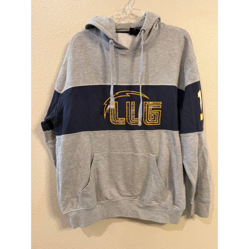 Pennant Sportswear LLG Lightning Bolt Colorblock Hoodie Mens Small Grey Navy 10